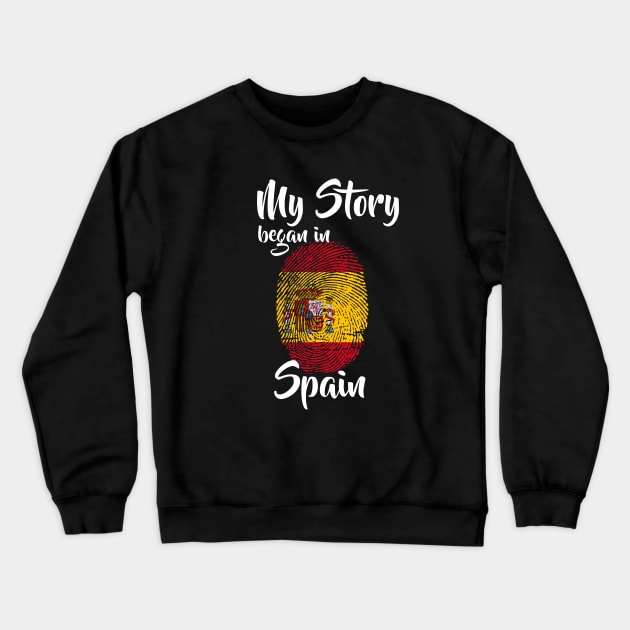 Spain Flag Fingerprint My Story DNA Spanish Crewneck Sweatshirt by Your Culture & Merch